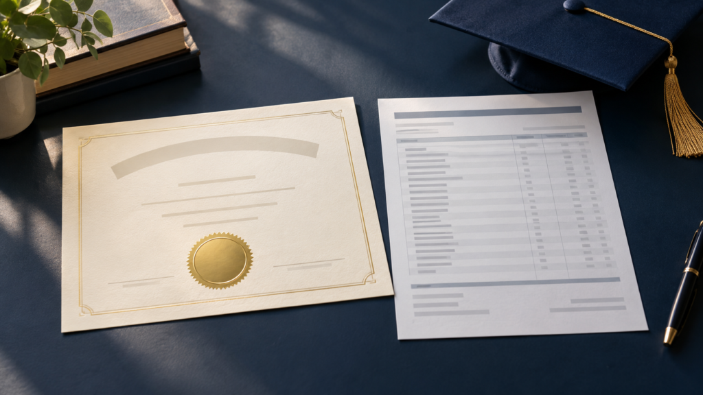Academic transcript and diploma comparison