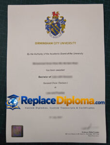 Birmingham City University Diploma Sample Birmingham City University Diploma