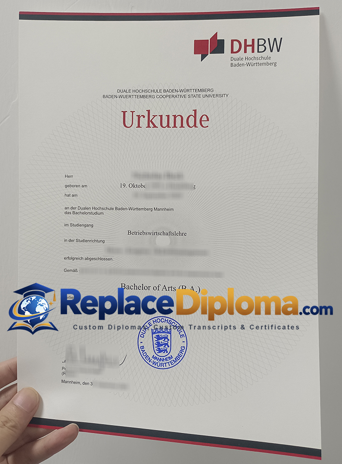 Duale Hochschule Baden-Württemberg Urkunde