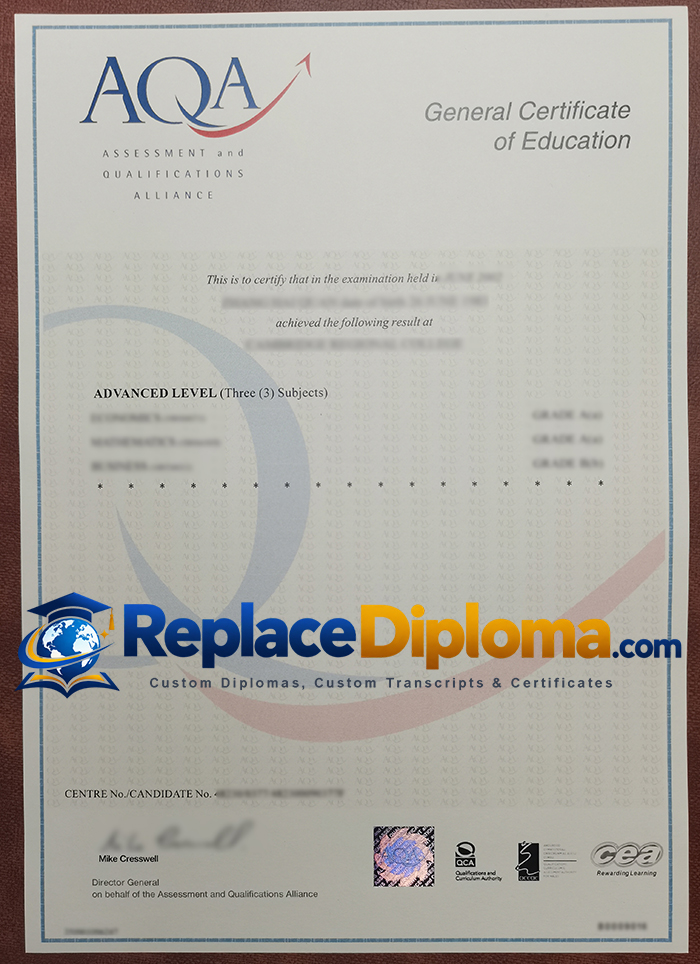 AQA GCE Certificate