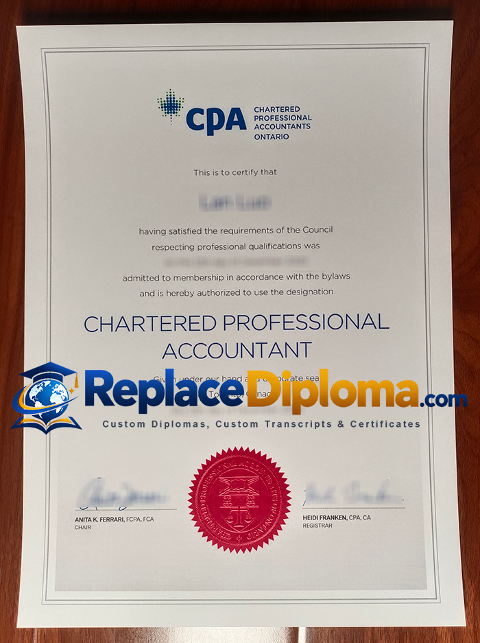 CPA Ontario certificate