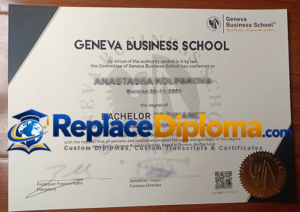 Geneva Business School Degree Sample with a Full-Page Emblem Geneva Business School Degree