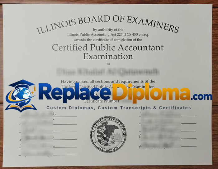 Illinois Board of Examiners CPA examination certificate