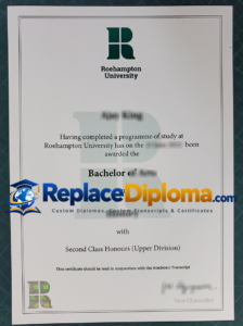 Roehampton University Degree Sample with Upper Division Honours Roehampton University Degree