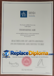 The Wording and Layout of a SEGi University Diploma SEGi University Diploma