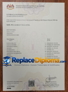 Sijil Pelajaran Malaysia (SPM) Certificate Sample Sijil Pelajaran Malaysia (SPM) Certificate