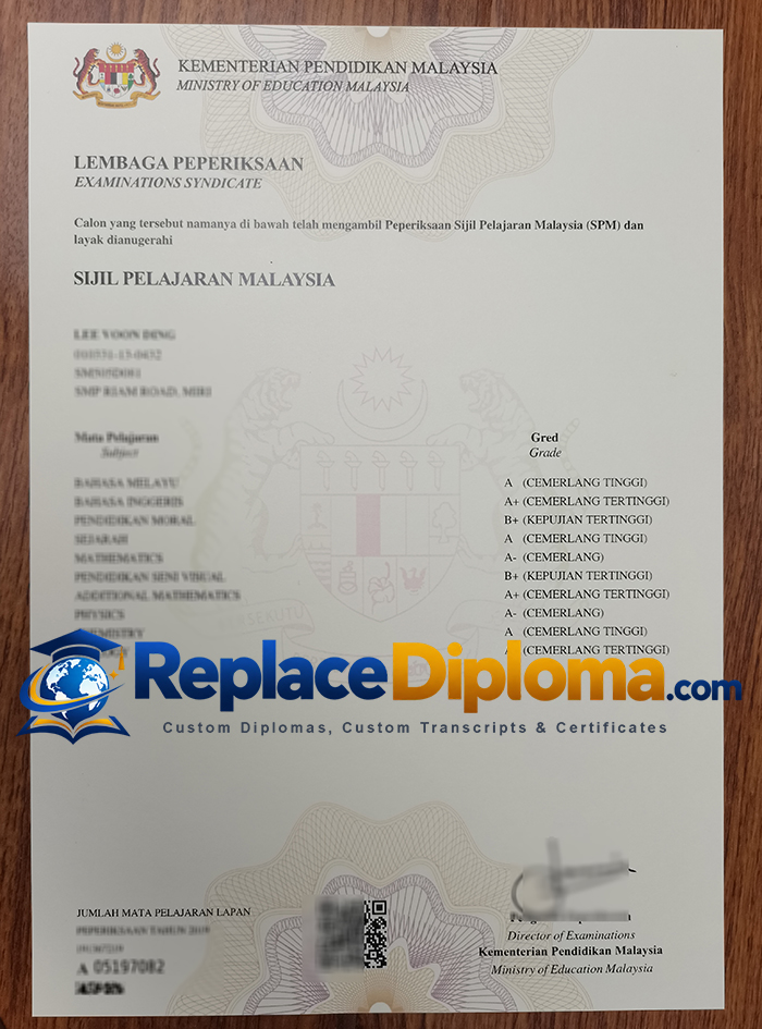 Sijil Pelajaran Malaysia (SPM) Certificate