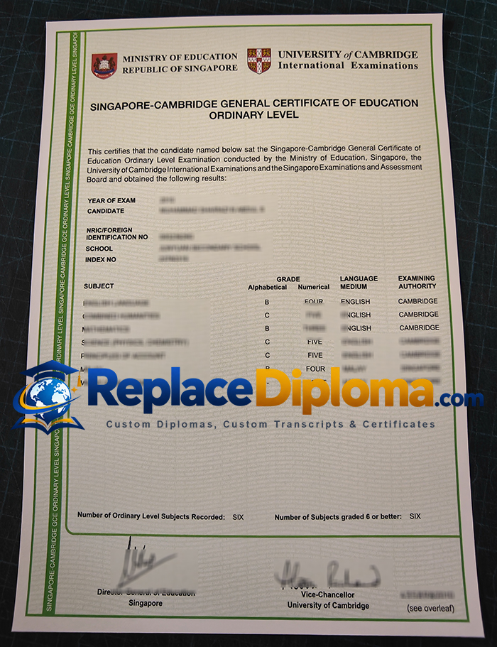 Singapore-Cambridge GCE O-Level Certificate