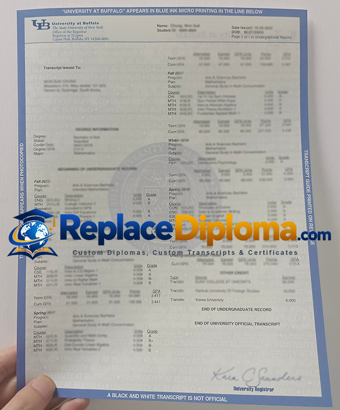 University at Buffalo Transcript