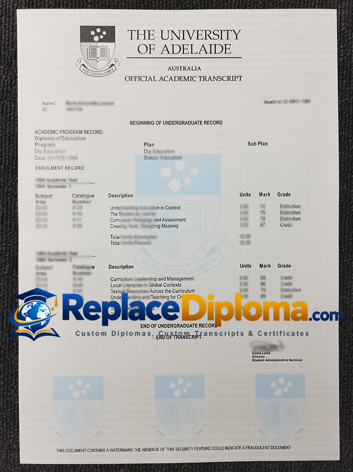 University of Adelaide Transcript