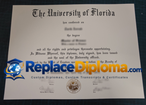 The University of Florida Diploma Sample, from Heading to Seal University of Florida Diploma