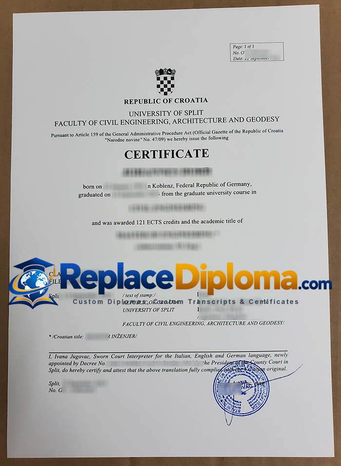 University of Split Diploma