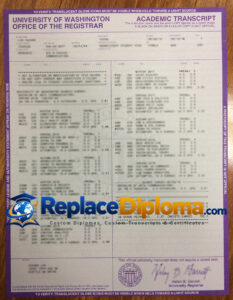 University of Washington Transcript Sample University of Washington Transcript