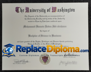 University of Washington Degree Certificate Sample University of Washington diploma